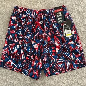 Speedo men’s red, white and blue swim trunks